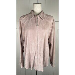 Lauren Ralph Lauren Full Zip Front Suede Shirt Jacket Blush Pink Quiet Luxury